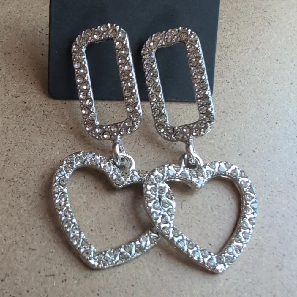 Sparkling Heart Drop Earrings